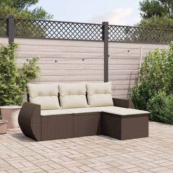 vidaXL Garden Sofa Set Brown and Cream White
