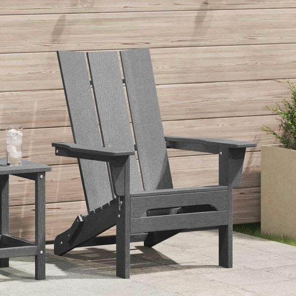 vidaXL Folding Adirondack Chair Light Grey 31.69 x 29.33 x 36.22 in