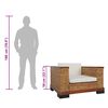 vidaXL Sofa Brown and Cream Natural Rattan, Solid Mango Wood, Fabric Large