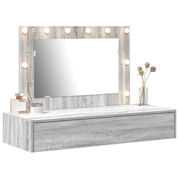 vidaXL Dressing Table Grey 39.37 x 15.75 x 27.56 in Engineered Wood