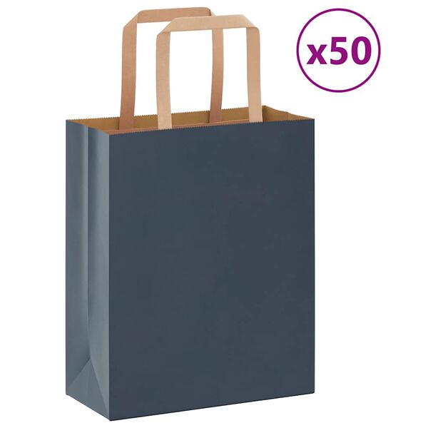 vidaXL Paper Bags 50 pcs with Handles Blue 18x8x22 cm