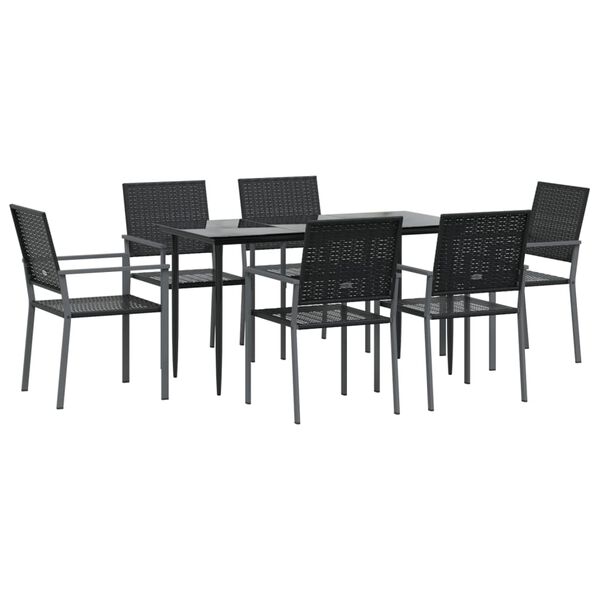 vidaXL 7 Piece Patio Dining Set Poly Rattan and Steel