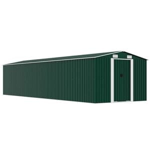 vidaXL Garden Shed Green Galvanized steel Medium Garden Shed