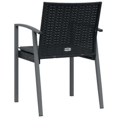 vidaXL Patio Chairs with Cushions 6 pcs Black 22.2"x22.4"x32.7" Poly Rattan