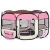 vidaXL Dog Playpen Pink and cream Polyester 49.2 in x 49.2 in x 24.0 in