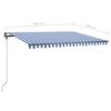 vidaXL Retractable Awning Blue and White Aluminum frame, Polyester fabric