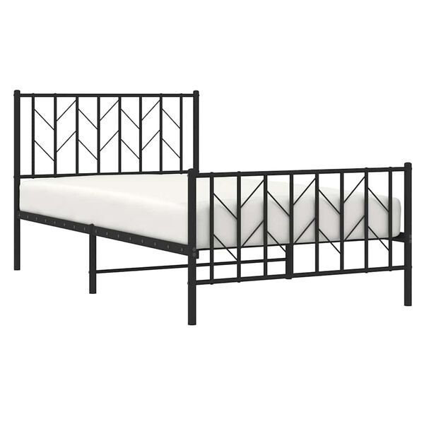 vidaXL Bed Frame Black Powder-Coated Steel 39.4 x 78.7 in Sturdy