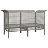 vidaXL Patio Corner Sofas with Cushions 2 pcs Grey Poly Rattan
