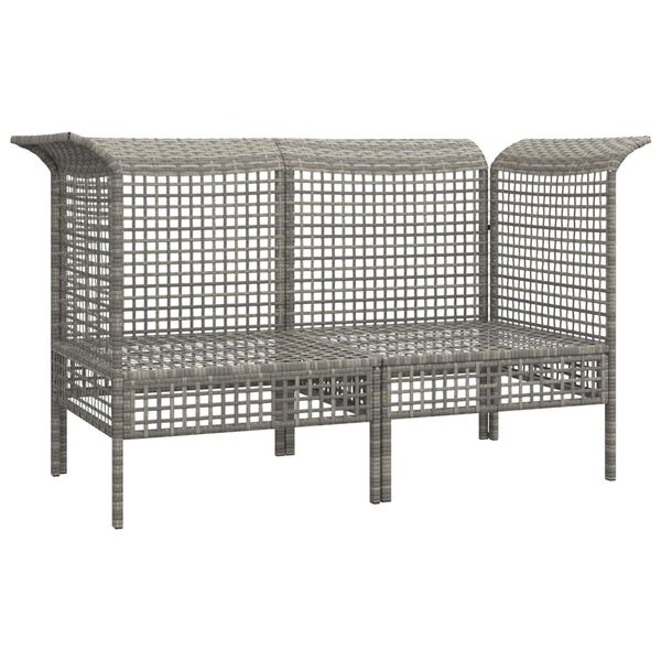 vidaXL Patio Corner Sofas with Cushions 2 pcs Grey Poly Rattan