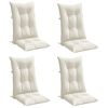 vidaXL Highback Chair Cushion Set of 4 Melange Cream 100% Polyester
