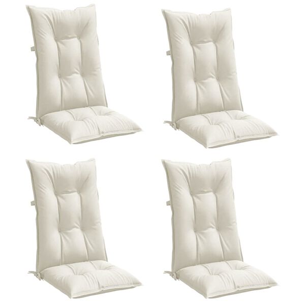vidaXL Highback Chair Cushion Set of 4 Melange Cream 100% Polyester