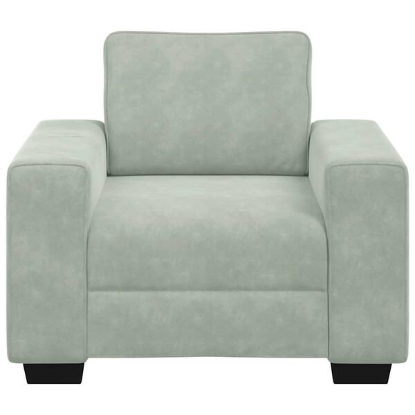vidaXL Sofa Chair Light Gray Velvet, Plywood, Steel, Plastic Single