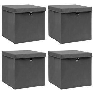vidaXL Storage Box Set of 4 Grey Non-woven fabric (100% polyester)