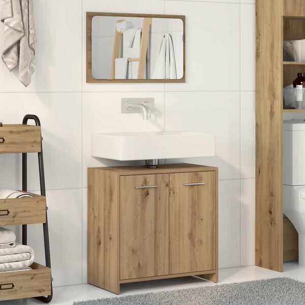 vidaXL Bathroom Cabinet With Mirror Artisan Oak Engineered Wood, Acrylic