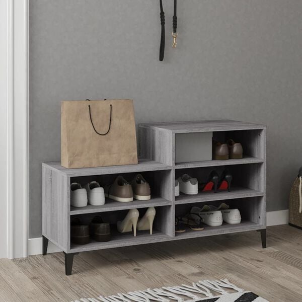 vidaXL Shoe Cabinet Grey Sonoma Engineered wood, metal Compact
