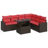 vidaXL 7 Piece Patio Sofa Set with Cushions Gray Poly Rattan Acacia