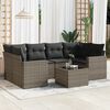 vidaXL Garden Sofa Set Grey PE Rattan Large Adjustable Feet