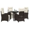vidaXL Garden Dining Set with Cushion 5 pcs Brown Poly Rattan