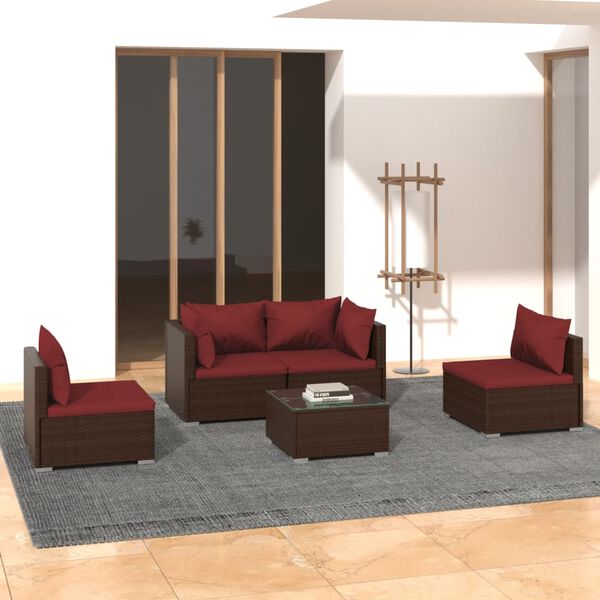vidaXL Garden Lounge Set Brown, Cinnamon red