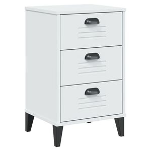 vidaXL Bedside Table White Engineered wood, plastic handles Small