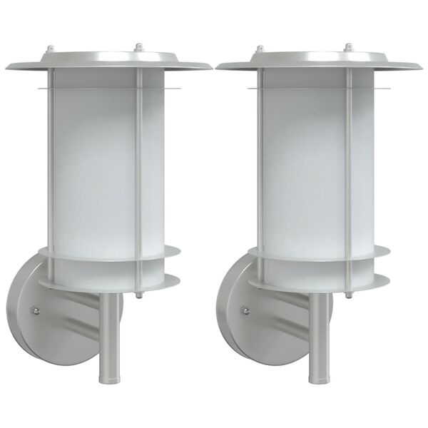 vidaXL Outdoor Wall Light Set of 2 Silver