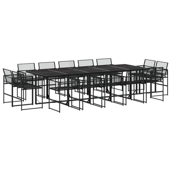 vidaXL Garden Dining Set Black PE rattan Large Stackable