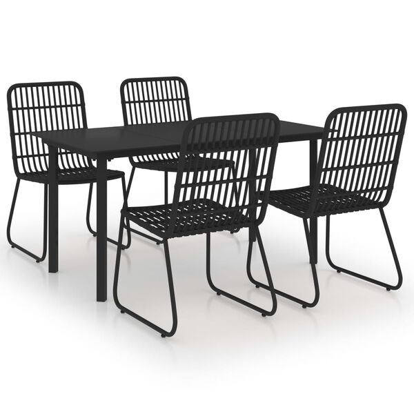 vidaXL Dining Set Black Poly rattan 5-piece Stackable Dining Set