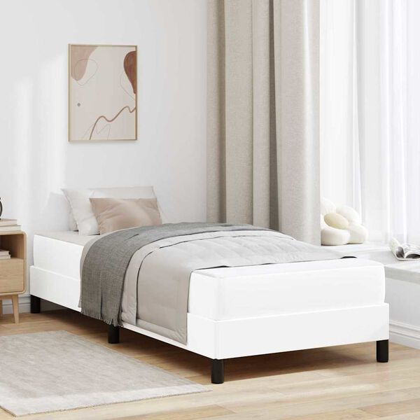 vidaXL Bed Frame with Mattress Pure White 31.50 x 78.74 in Fabric