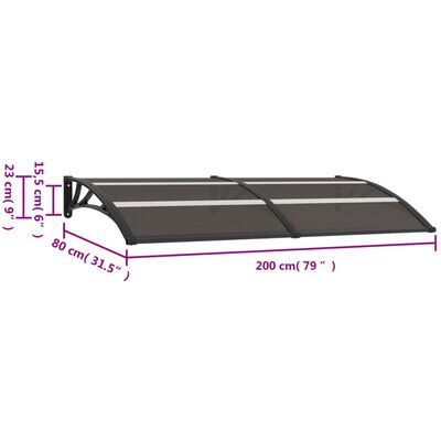vidaXL Door Canopy Black 78.7"x29.5" PC
