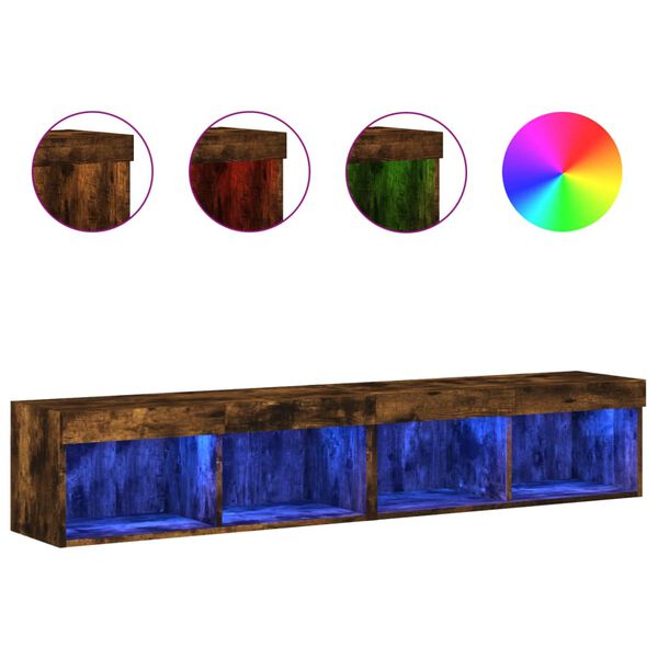 vidaXL TV Stands with LED Lights 2 pcs Smoked Oak 31.5"x11.8"x11.8"