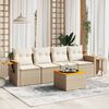 vidaXL Garden Sofa Set Beige PE rattan Large Adjustable Armrests