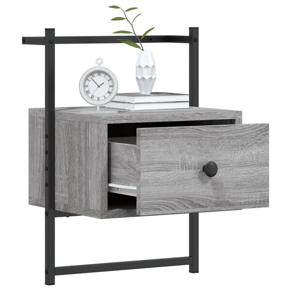 vidaXL Nightstand Set of 2 Grey Sonoma Engineered Wood Small