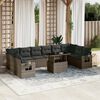 vidaXL Garden Sofa Set Grey PE Rattan Large Adjustable Armrests