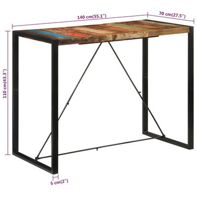 vidaXL Bar Table 55.1"x27.6"x43.3" Solid Wood Reclaimed