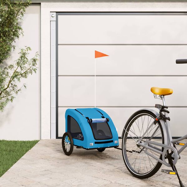 vidaXL Pet Bike Trailer Blue Oxford Fabric, Iron, PVC Small Durable