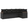 vidaXL Garden Sofa Set Black PE rattan, powder-coated steel 5-Piece Set