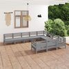 vidaXL 10 Piece Patio Lounge Set Gray Solid Pinewood