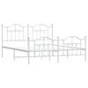 vidaXL Bed Frame White Steel Double Bed Frame Rectangular Modern