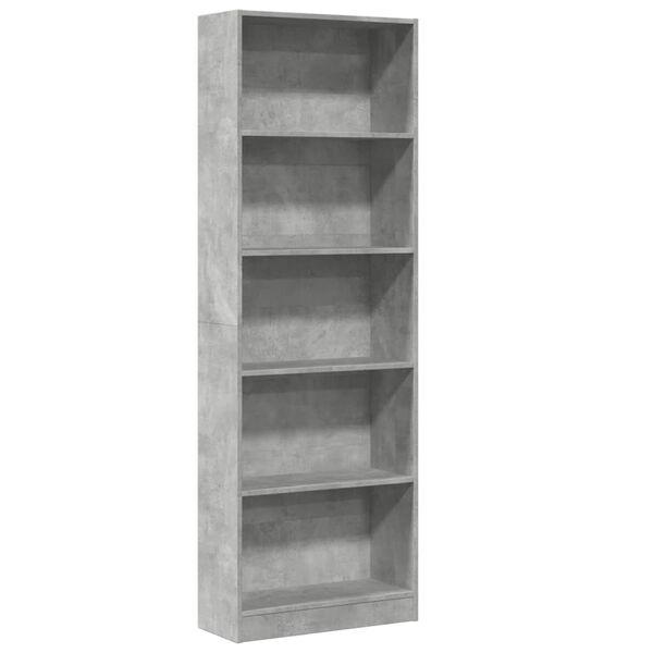 vidaXL Bookcase Concrete Grey Engineered Wood Tall Bookcase