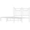 vidaXL Bed Frame White Steel Small Double Bed Frame Rectangular