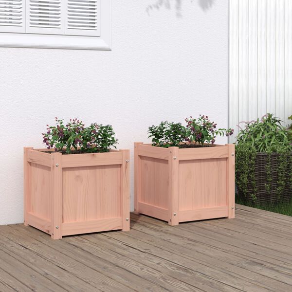vidaXL Garden Planter Set of 2 Natural wood Solid Douglas wood Large