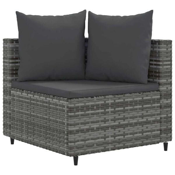 vidaXL Patio Sofa Set Set of 4 Gray PE rattan Medium Adjustable Feet