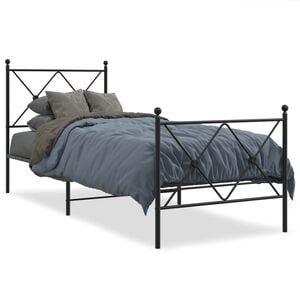 vidaXL Bed Frame Black Steel Small Single Bed Frame Rectangular