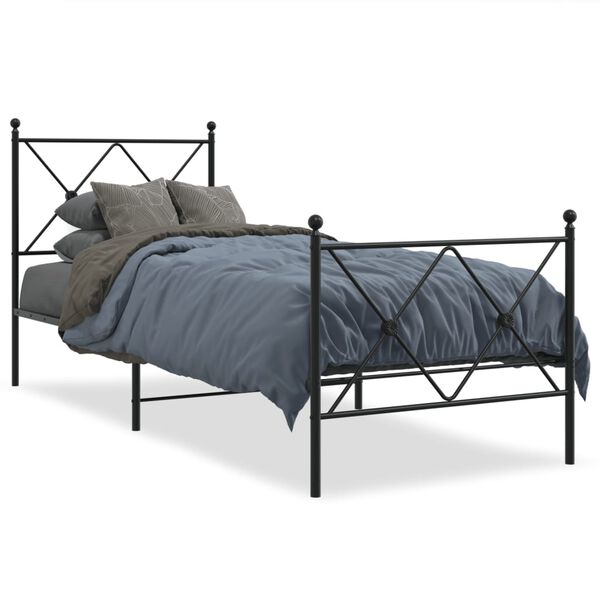vidaXL Bed Frame Black Steel Small Single Bed Frame Rectangular
