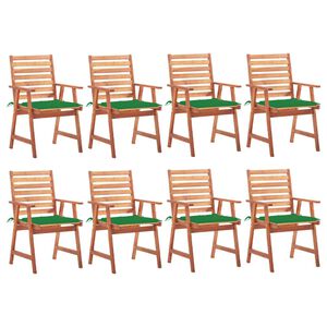 vidaXL Patio Chair Set of 8 Brown with green cushions