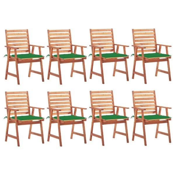 vidaXL Patio Chair Set of 8 Brown with green cushions