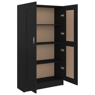 vidaXL Book Cabinet Black 32.5"x12"x59.1" Engineered Wood