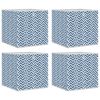 vidaXL Foldable Storage Box Set of 4 Blue with chevron pattern