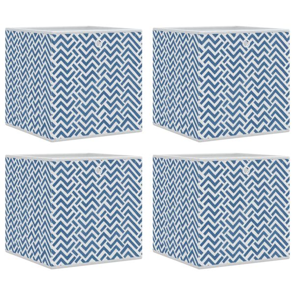 vidaXL Foldable Storage Box Set of 4 Blue with chevron pattern