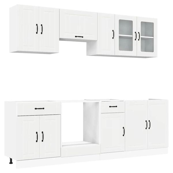 vidaXL Kitchen Cabinet Set White Engineered wood, Glass 8-piece set